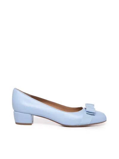 Ferragamo Vara 30mm Leather Pumps In Blue