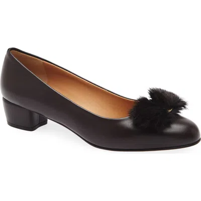Ferragamo Vara Genuine Shearling Bow Pump