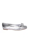 Ferragamo Varina Womens Leather Slip On Ballet Flats In Metallic