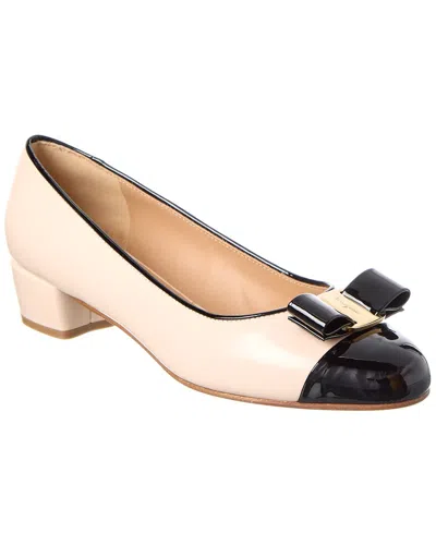 Ferragamo Vara Leather & Patent Pump In Pink