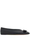 Ferragamo Vanna Vara Bow Ballet Flats In Calf Leather In Black
