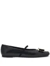 Ferragamo Zina Leather Bow Mary Jane Ballerina Flats In Black