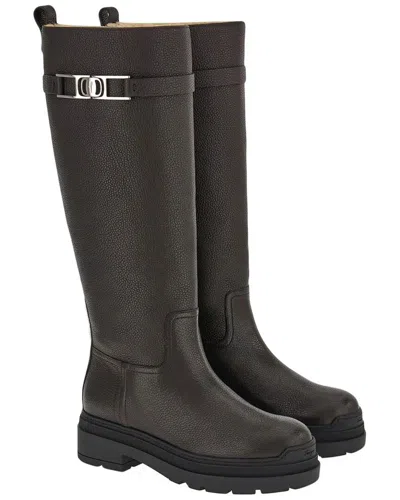 Ferragamo Vara Leather Boot In Black