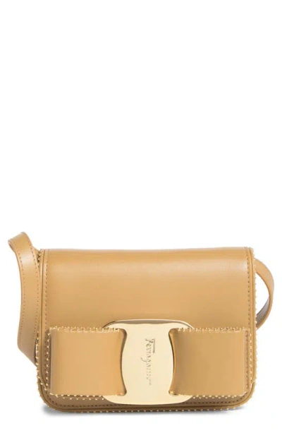 Ferragamo Vara Leather Crossbody Bag In Camel