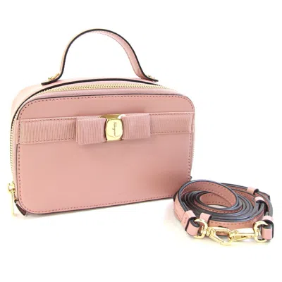Pre-owned Ferragamo Vara Leather Handbag Pochette Shoulder Bag () In Pink