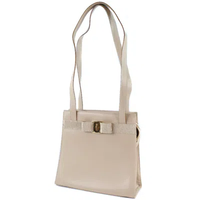 Pre-owned Ferragamo Vara Leather Handbag () In Beige