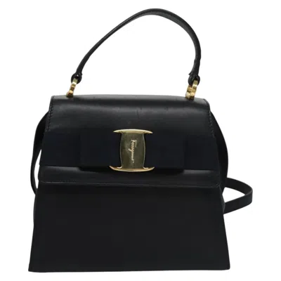 Pre-owned Ferragamo Vara Leather Handbag () In Black