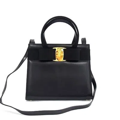 Pre-owned Ferragamo Vara Leather Handbag () In Black