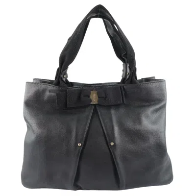 Pre-owned Ferragamo Vara Leather Handbag () In Black