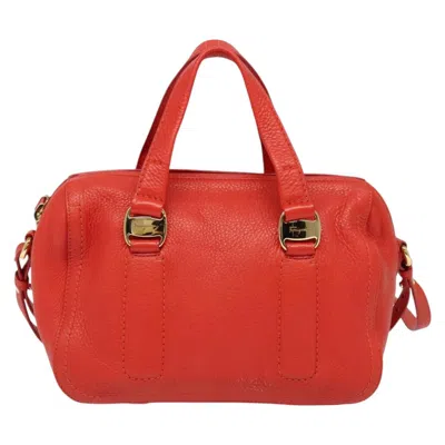 Pre-owned Ferragamo Vara Leather Handbag () In Red