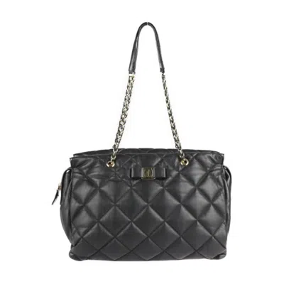 Pre-owned Ferragamo Vara Leather Handbag Shopping Bag Shoulder Bag Tote Bag () In Black