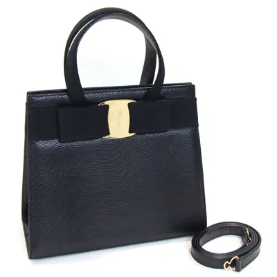 Pre-owned Ferragamo Vara Leather Handbag Shoulder Bag () In Black