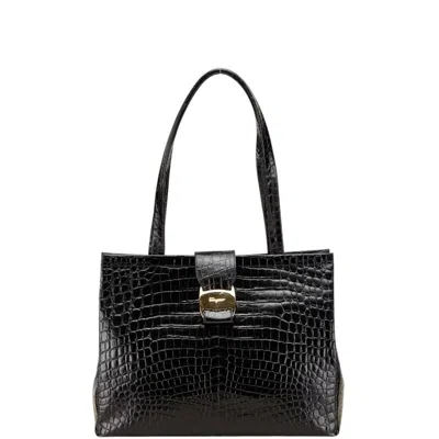 Pre-owned Ferragamo Vara Leather Handbag Tote Bag () In Black