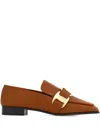Ferragamo Vara Leather Loafers In Brown