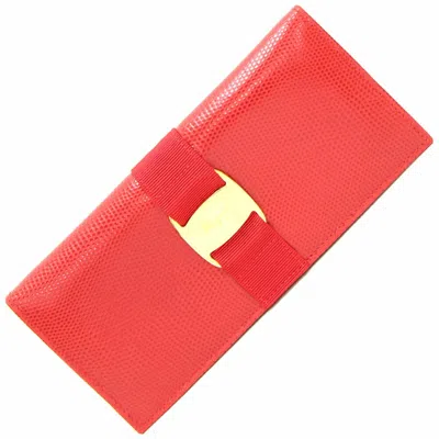 Pre-owned Ferragamo Vara Leather Long Wallet (bi-fold) () In Multi