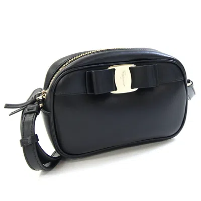 Pre-owned Ferragamo Vara Leather Pochette Shoulder Bag () In Black