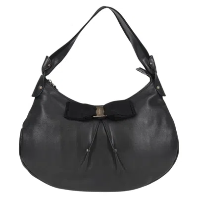 Pre-owned Ferragamo Vara Leather Shoulder Bag () In Black