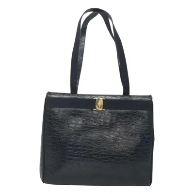 Pre-owned Ferragamo Vara Leather Shoulder Bag () In Blue