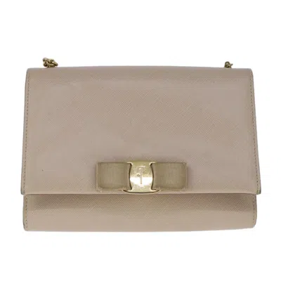 Pre-owned Ferragamo Vara Leather Shoulder Bag () In Beige