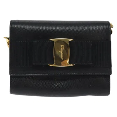 Pre-owned Ferragamo Vara Leather Shoulder Bag () In Black