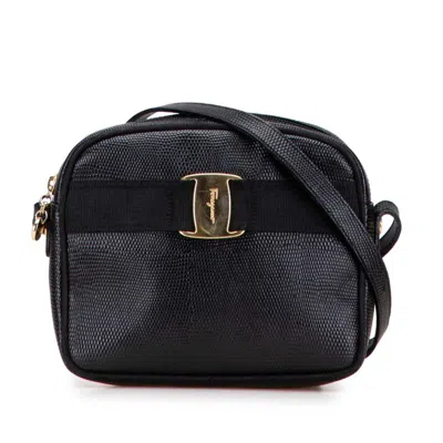 Pre-owned Ferragamo Vara Leather Shoulder Bag () In Black