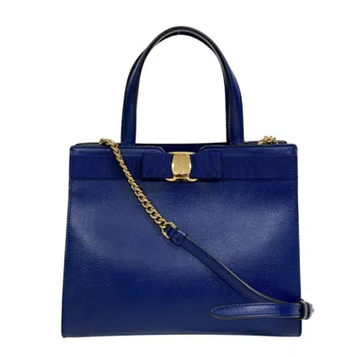 Pre-owned Ferragamo Vara Leather Shoulder Bag () In Blue