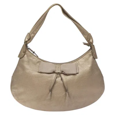 Pre-owned Ferragamo Vara Leather Shoulder Bag () In Gold