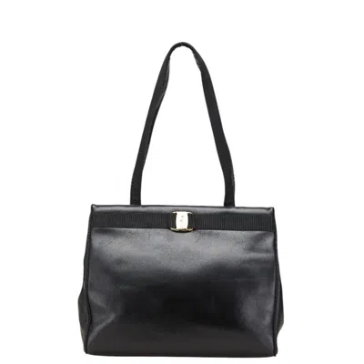 Pre-owned Ferragamo Vara Leather Shoulder Bag Tote Bag () In Black