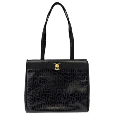 Pre-owned Ferragamo Vara Leather Tote Bag () In Black