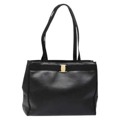 Pre-owned Ferragamo Vara Leather Tote Bag () In Black