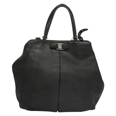 Pre-owned Ferragamo Vara Leather Tote Bag () In Black