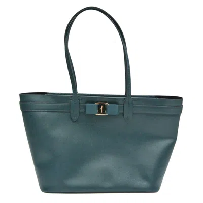 Pre-owned Ferragamo Vara Leather Tote Bag () In Blue