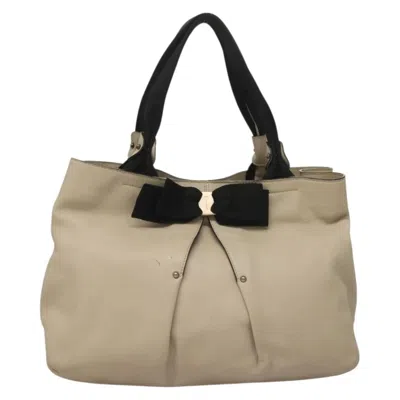 Pre-owned Ferragamo Vara Leather Tote Bag () In Sand