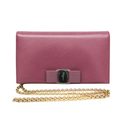 Pre-owned Ferragamo Vara Leather Wallet () In Pink