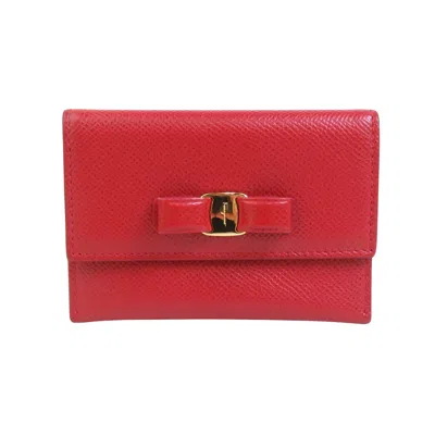 Pre-owned Ferragamo Vara Leather Wallet () In Red