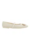 Ferragamo Woman Ballet Flats White Size 9 Leather In Nude