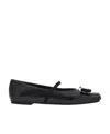 Ferragamo Vara Logo-plaque Ballerina Shoes In Black