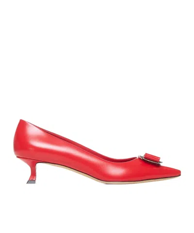 Ferragamo Vara Low-heeled Shoes In Red