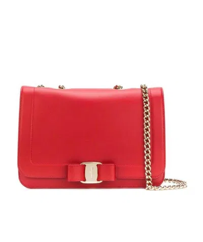 Ferragamo Vara Medium Handbag In Red