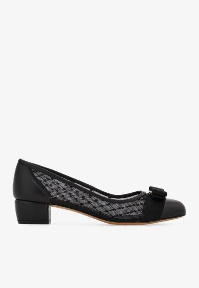 Ferragamo Vara Mesh 30 Pumps In Black