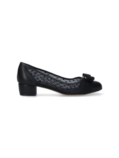 Ferragamo Vara Bow Mesh Pumps In Black