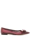 Ferragamo Vara Mesh-paneling Ballerina Shoes In Red