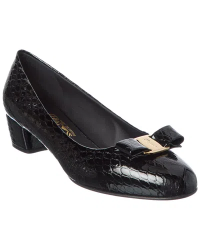 Ferragamo Vara Ornament Leather Pump In Black