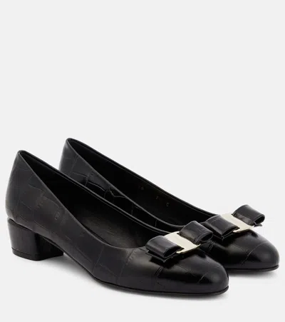 Ferragamo Vara Patent Leather Pumps In Black