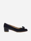 Ferragamo Vara Patent Leather Pumps In Blue