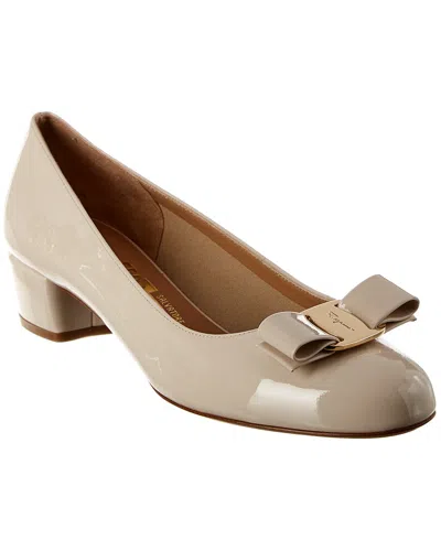 Ferragamo Vara Patent Pump In White