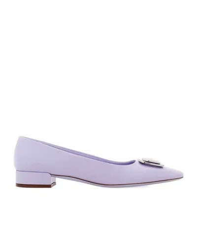 Ferragamo Vara Plate Ballet Shoes In Lavender