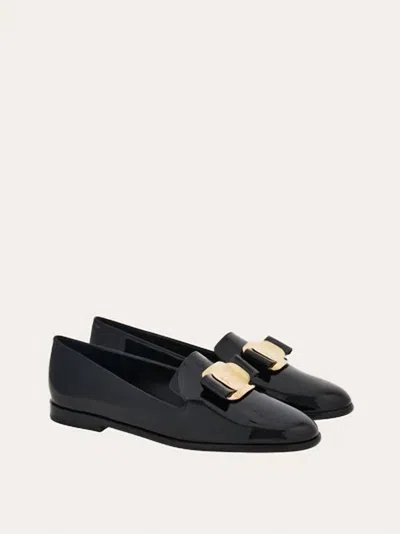 Ferragamo Women's Bow Patent Leather Loafers In Black