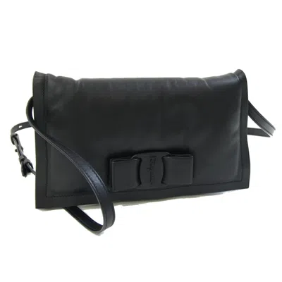 Pre-owned Ferragamo Vara Pochette Shoulder Bag () In Black