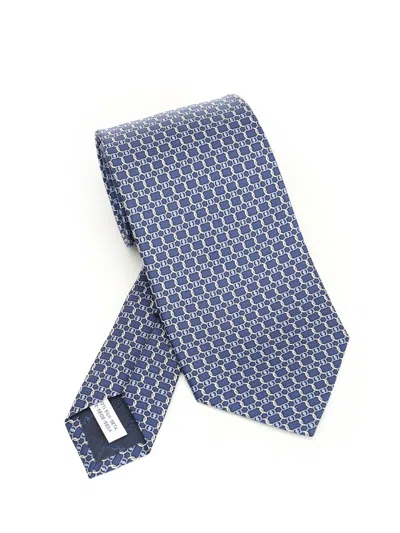 Ferragamo Vara Print Silk Tie In Blue